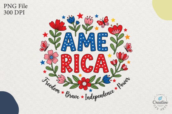 America Floral Patriotic Wreath Graphics