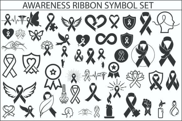 Awareness Ribbon Symbol Set Graphics