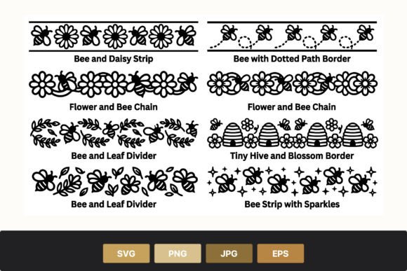 Bee and Flower Border Strips Graphics