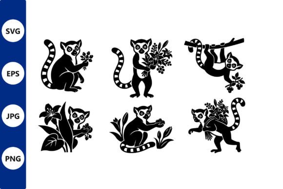 Branding Boost: Silhouetted Lemurs with Fruit and Graphics
