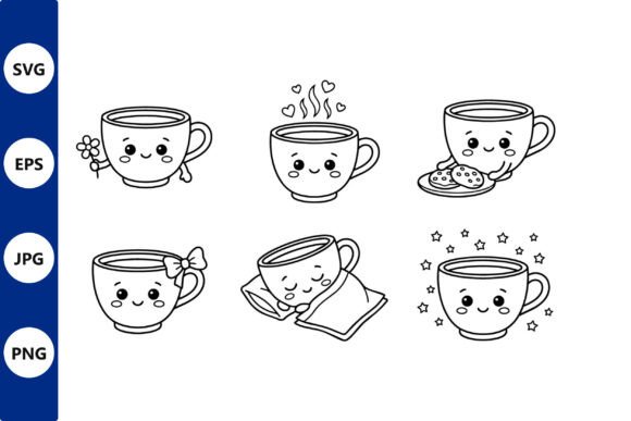 Cute Cup Line Art Graphics for Local Business Branding