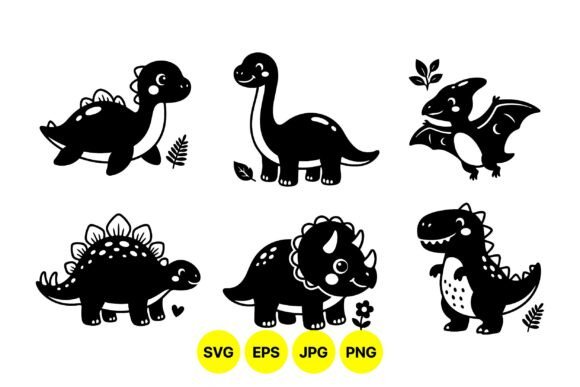 Cute Dinosaur Graphics for Playful Branding
