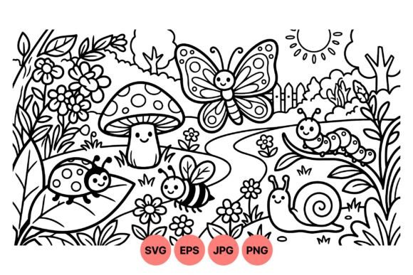 Cute Garden Bugs Graphics for Crafting