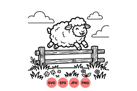 Cute Jumping Sheep Graphics for Local Branding