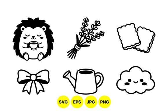 Cute Kawaii Black Line Graphics