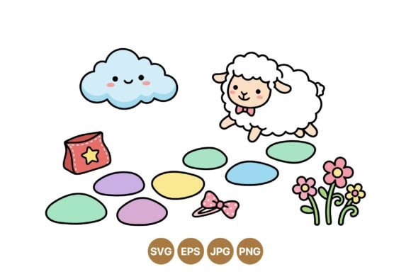 Cute Sheep and Cloud Graphics for Local Branding