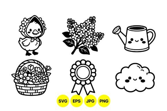 Cute Spring Garden Silhouette SVG Graphics