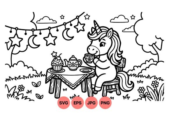 Cute Unicorn Tea Party Graphics