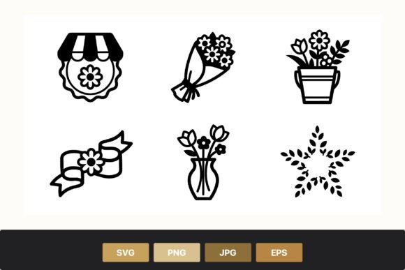 Flower Bouquet Wreath Pot Ribbon Vase Graphics