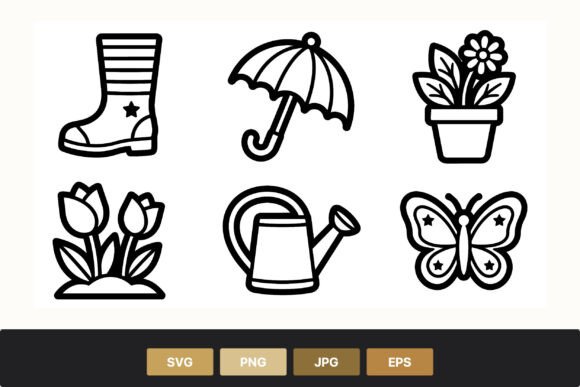 Gardening Boots Umbrella Flower Graphics