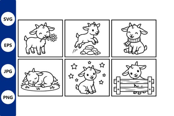 Goat Cartoon Panel Collage Graphics for Branding