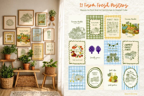 Green Outline Posters for Farmhouse Vibes