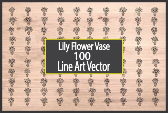 Lily Flower Vase Line Art Graphics for Creative Freebies