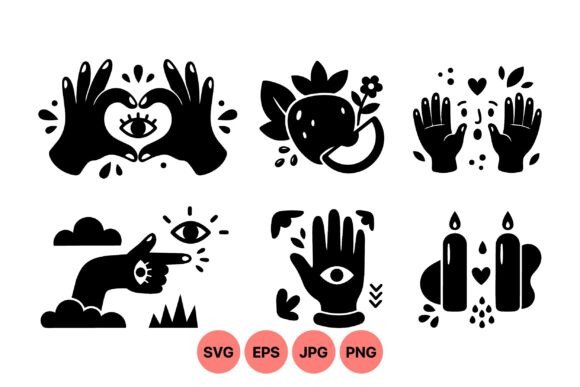 Mystical Hand Symbol Clipart Pack Graphics