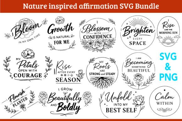 Nature Inspired Affirmation SVG Bundle Graphics