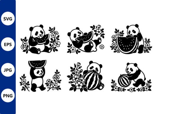 Pandas Watermelons Graphics for Branding