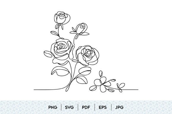 Rose Flower Line Art SVG Graphics for Crafting