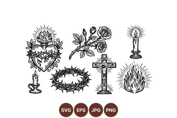 Sacred Heart Religious SVG Art Graphics