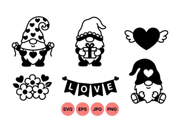 Valentine Gnome SVG Clipart Set for Local Branding