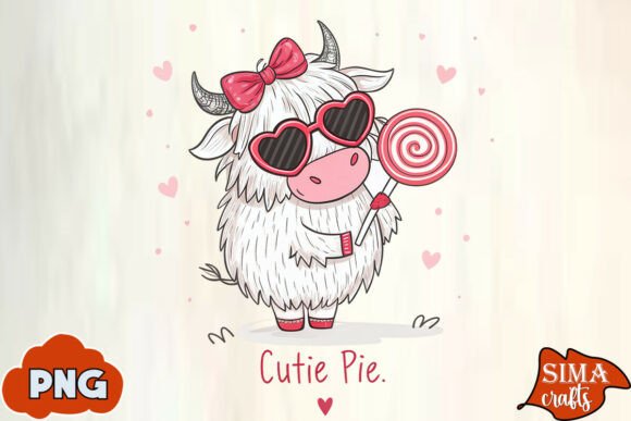 Valentine Highland Cow Graphics for Local Branding