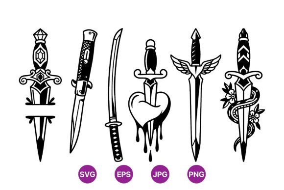 Vintage Tattoo Dagger Graphics for Bold Branding