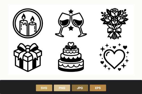 Wedding Cake Heart Bouquet Vector Graphics