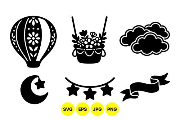 Whimsical Night Sky Graphics for Crafting